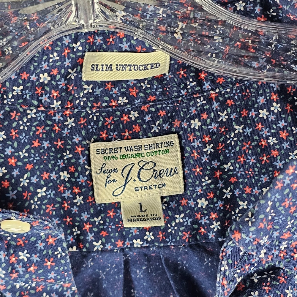 J.CREW Untucked Shirt Mens Large Floral Stretch Slim Fit Long Sleeve Button Down - Picture 5 of 8
